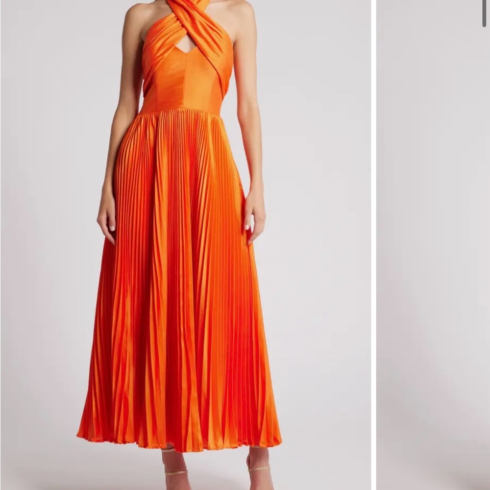 Elegant Hutch Orange Halter Maxi Dress